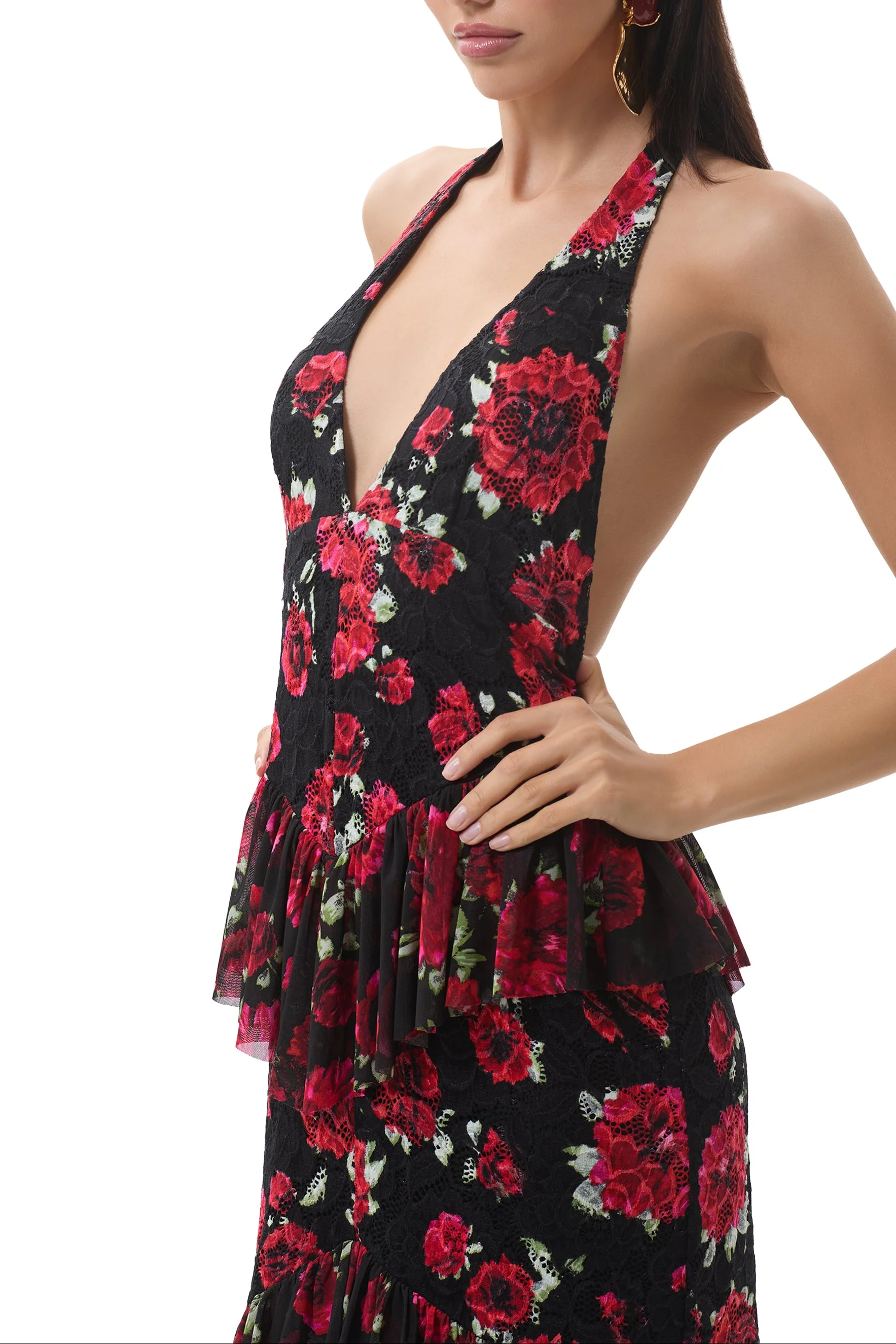 Athens Crochet Lace Dress - Painted Roses - Image 5