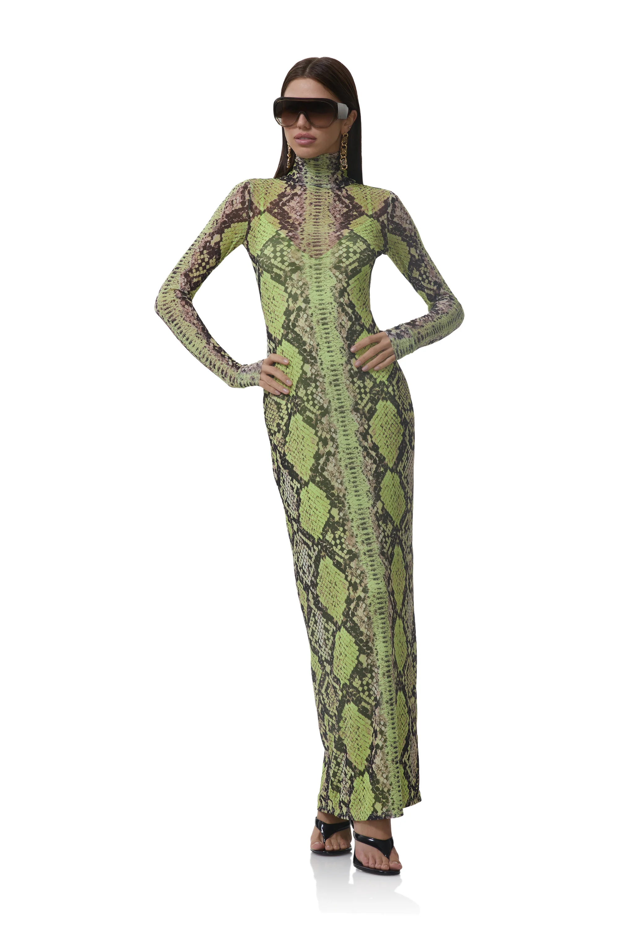 Billie Dress - Lime Snake