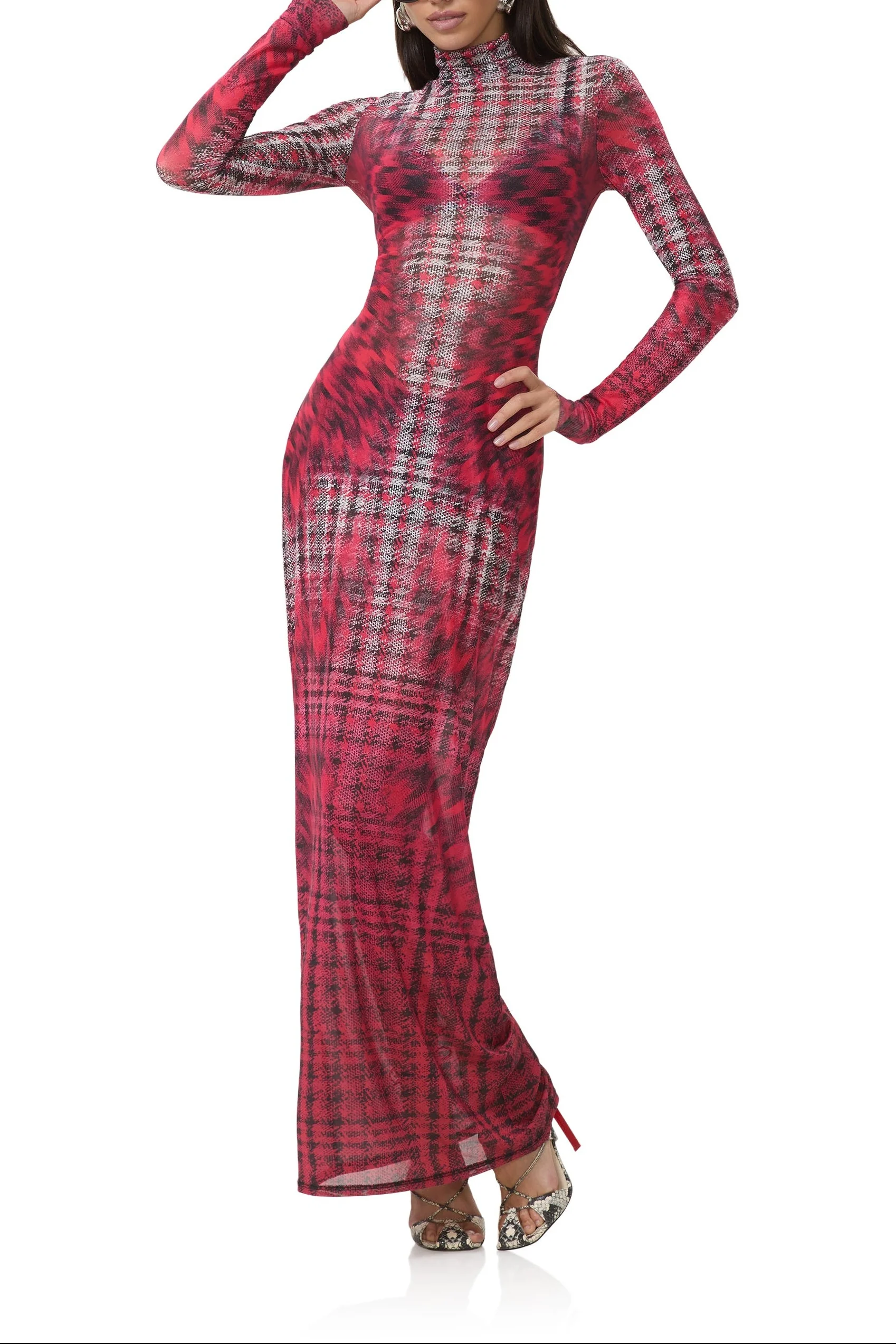Billie Dress - Ruby Houndstooth