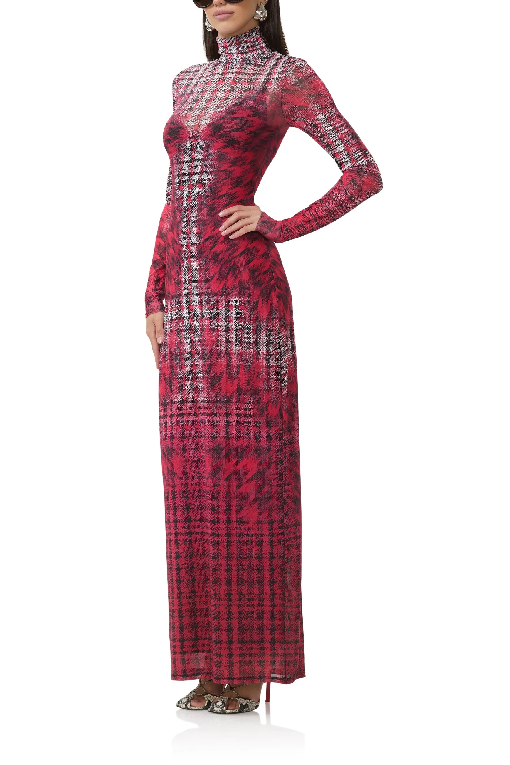 Billie Dress - Ruby Houndstooth - Image 3