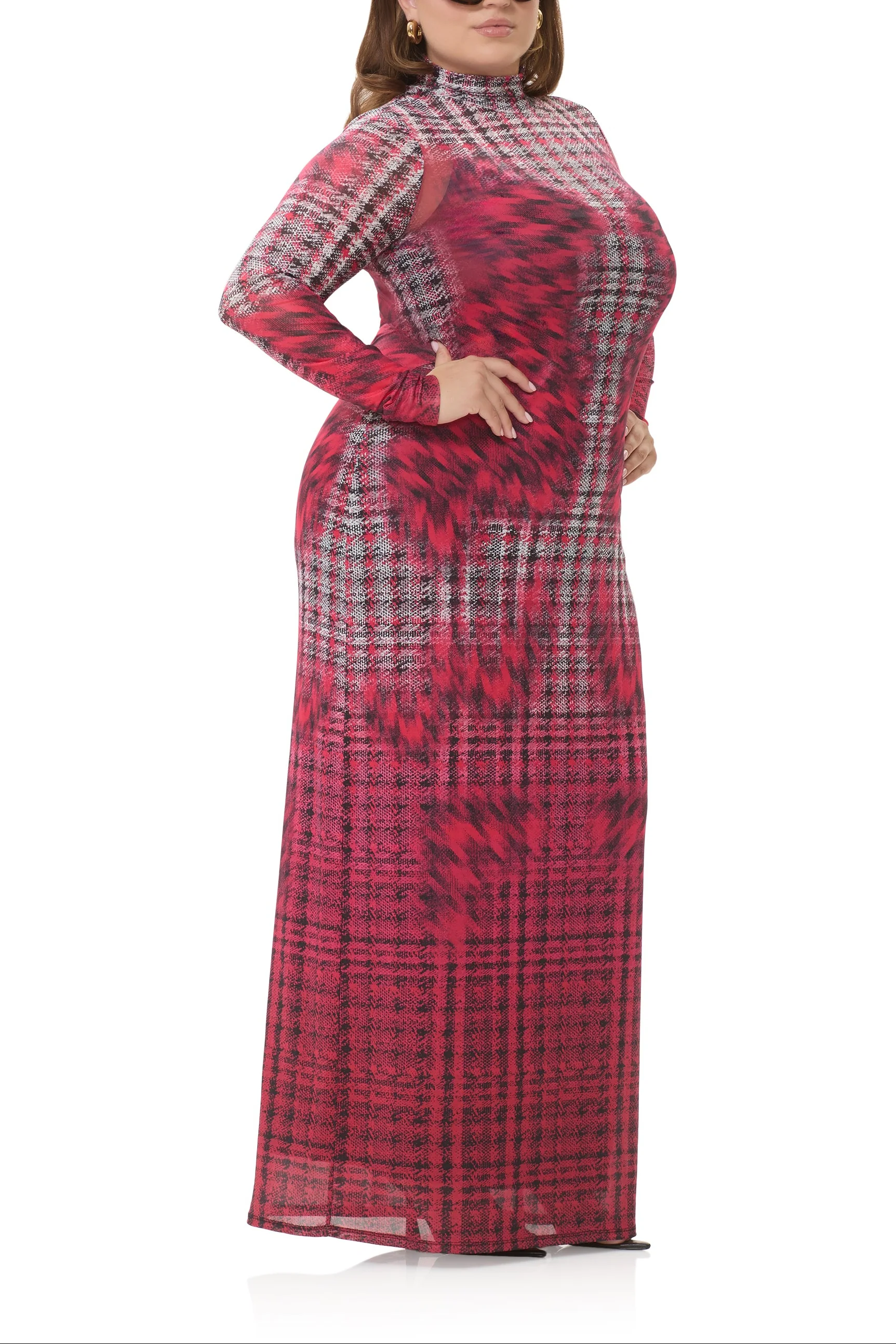 Billie Dress - Ruby Houndstooth - Image 4