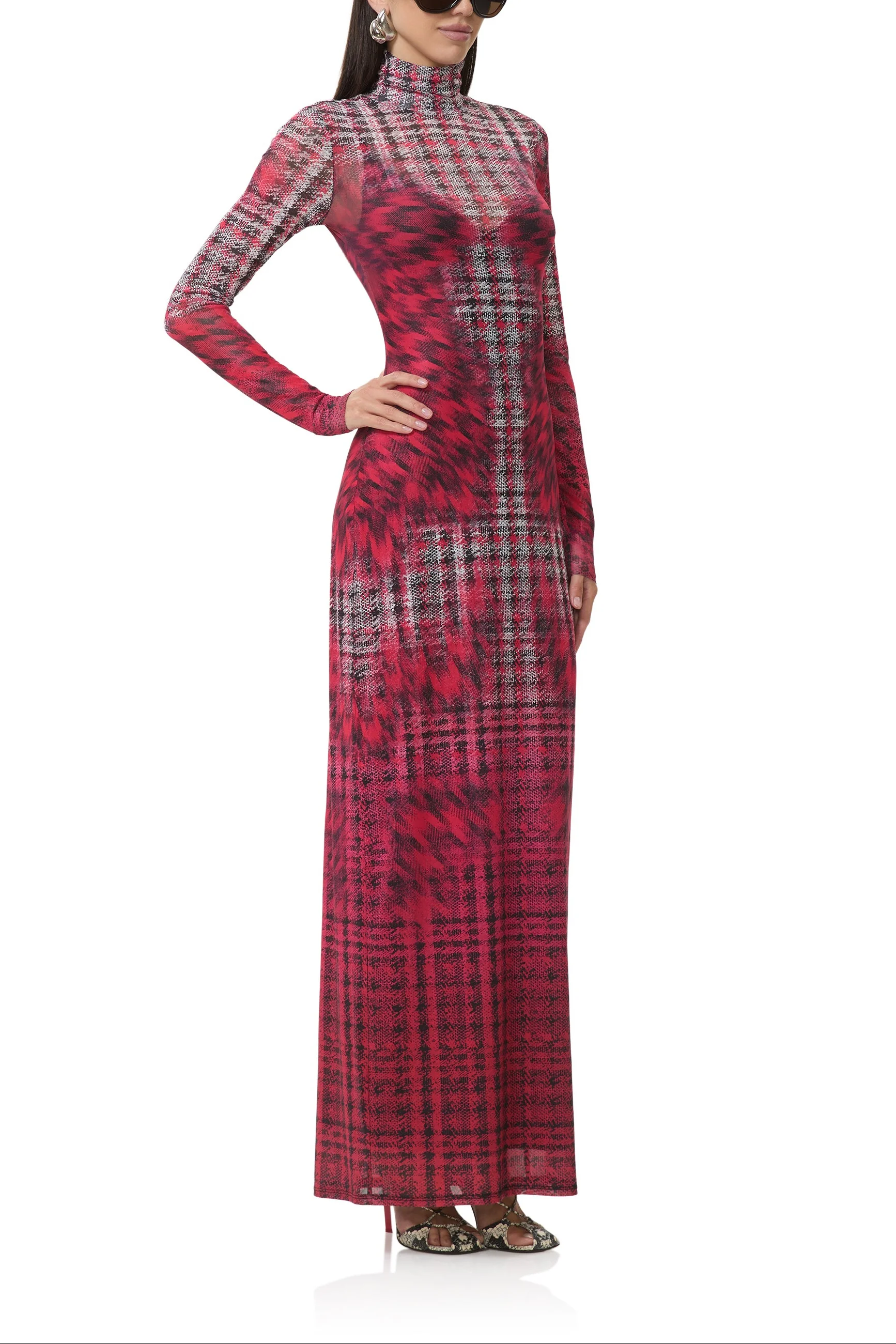 Billie Dress - Ruby Houndstooth - Image 5