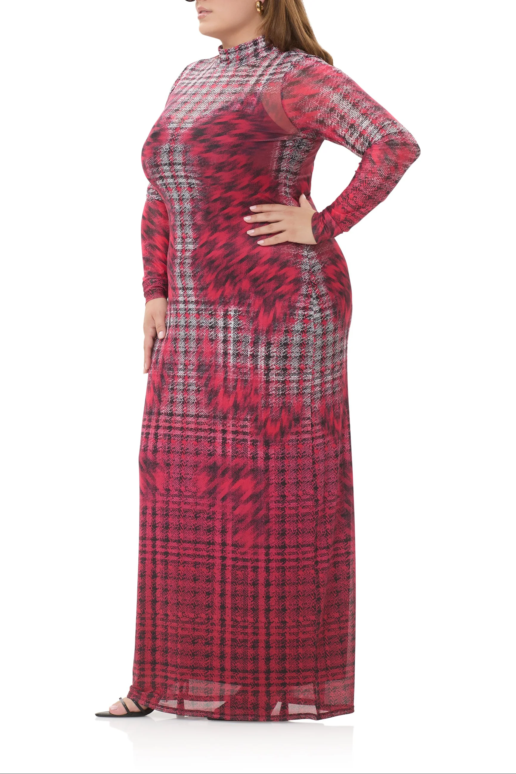 Billie Dress - Ruby Houndstooth - Image 6