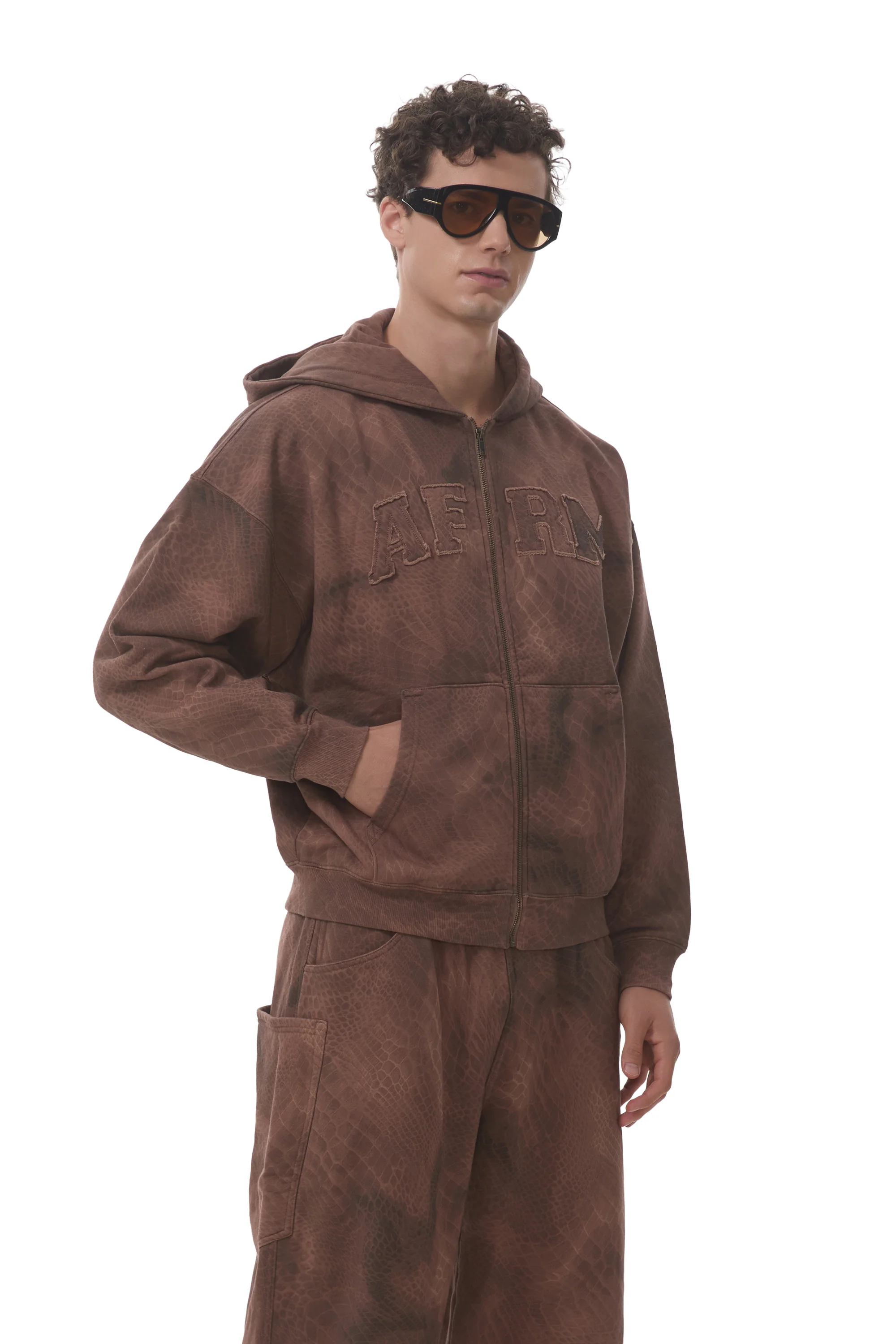 Cameron Zip Up Hoodie - Brown Snake - Image 3