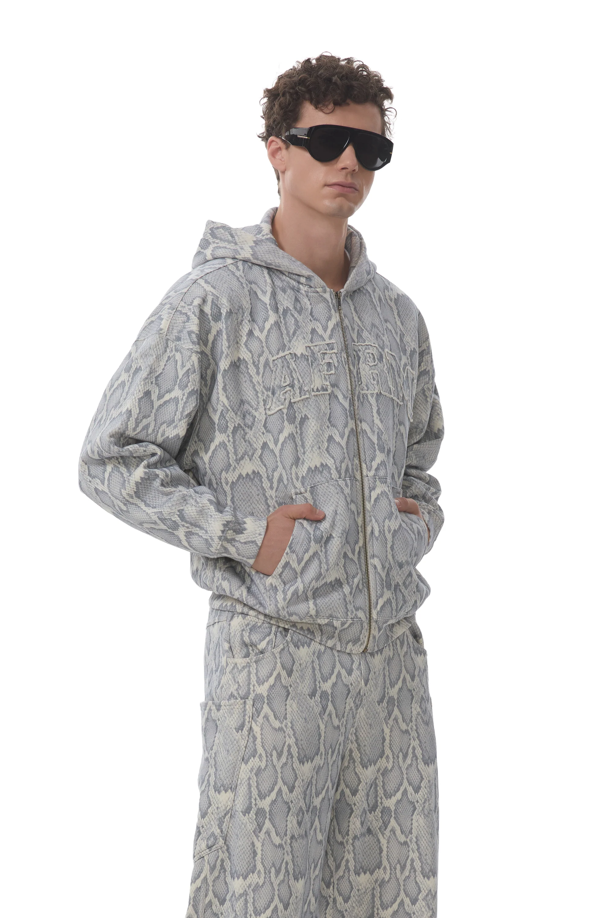 Cameron Zip Up Hoodie - Silver Snake - Image 2