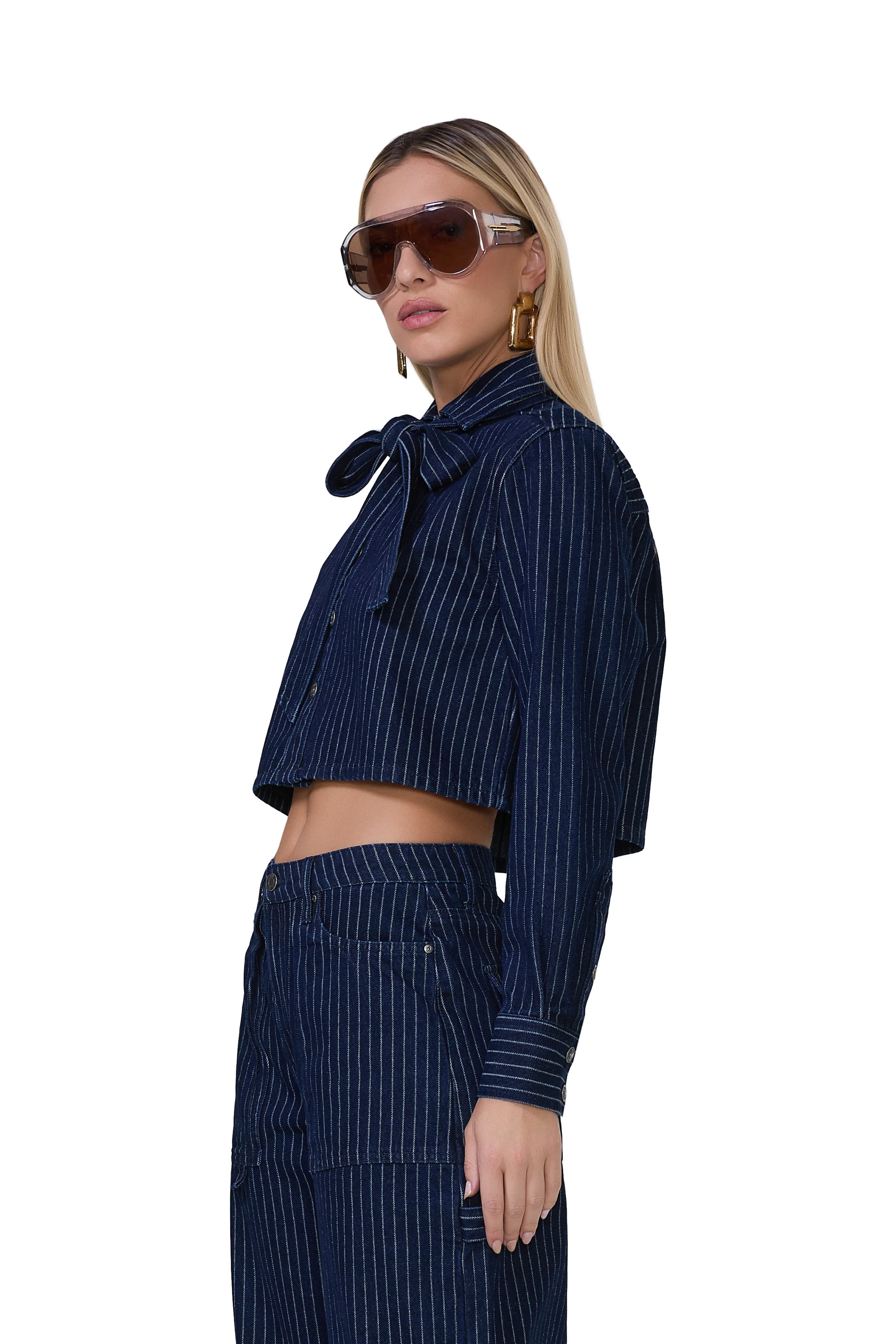 Cece Crop Shirt - Dark Wash - Image 2