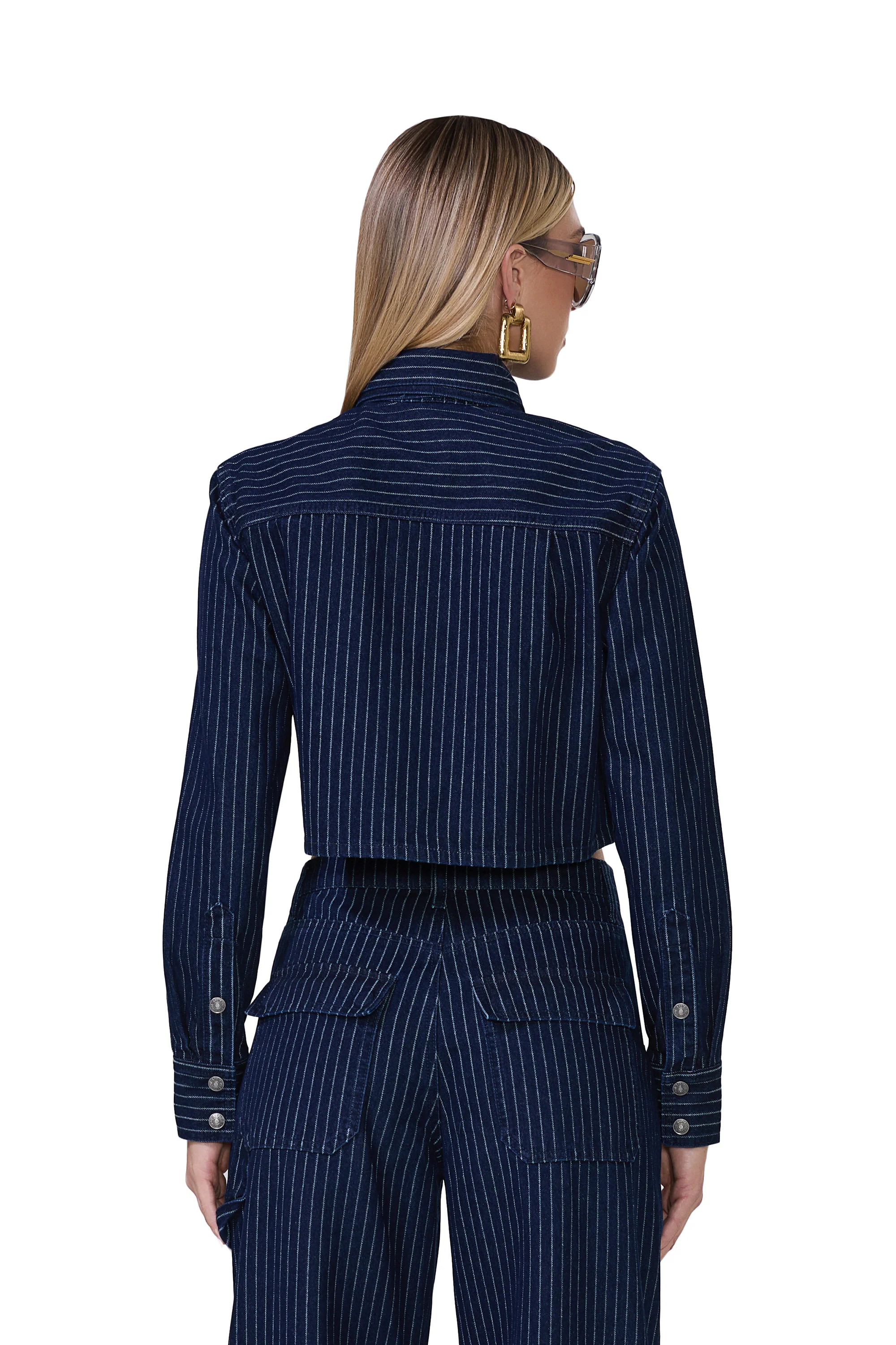 Cece Crop Shirt - Dark Wash - Image 4