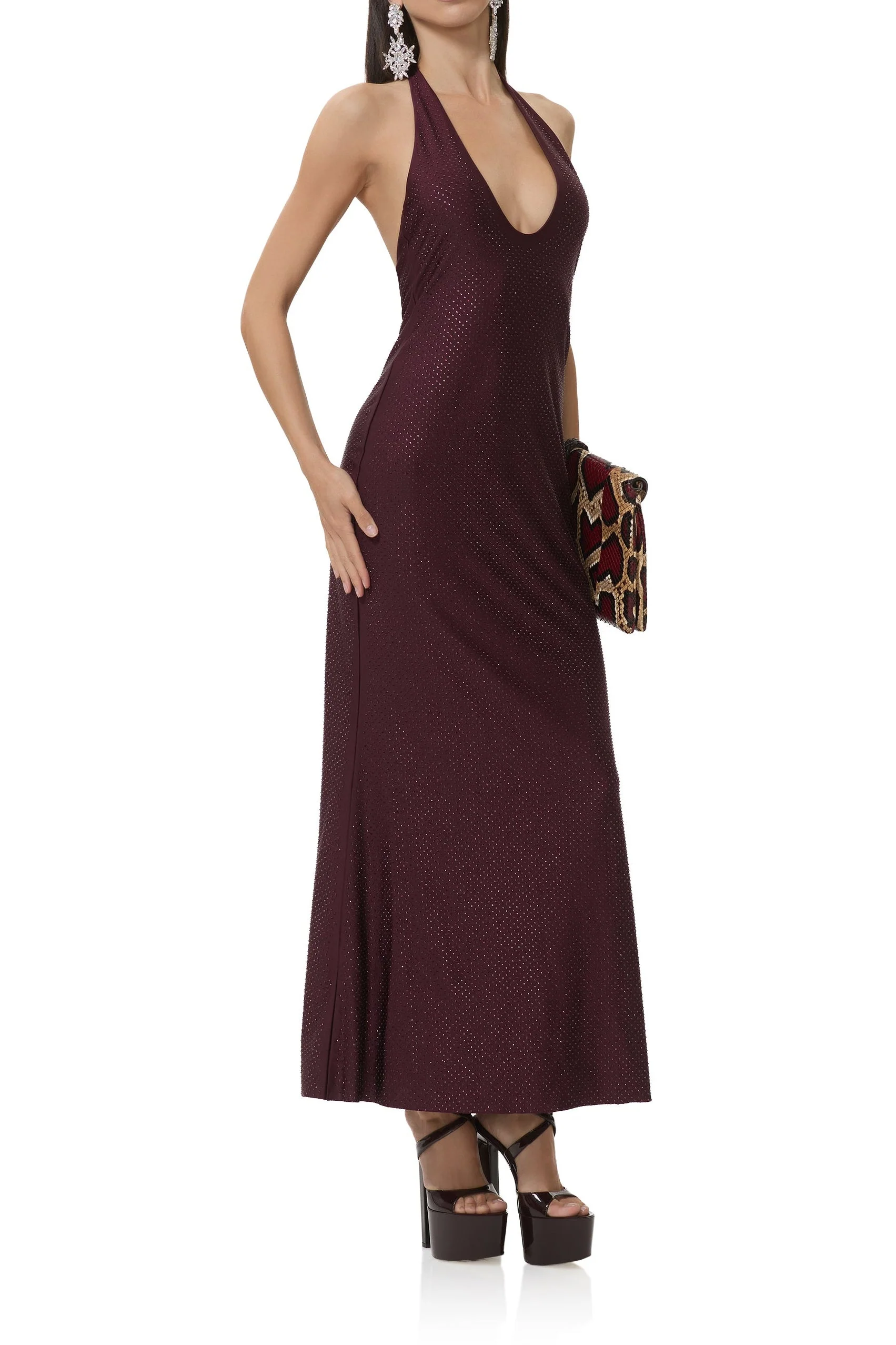Danika Studded Jersey Dress - Vineyard
