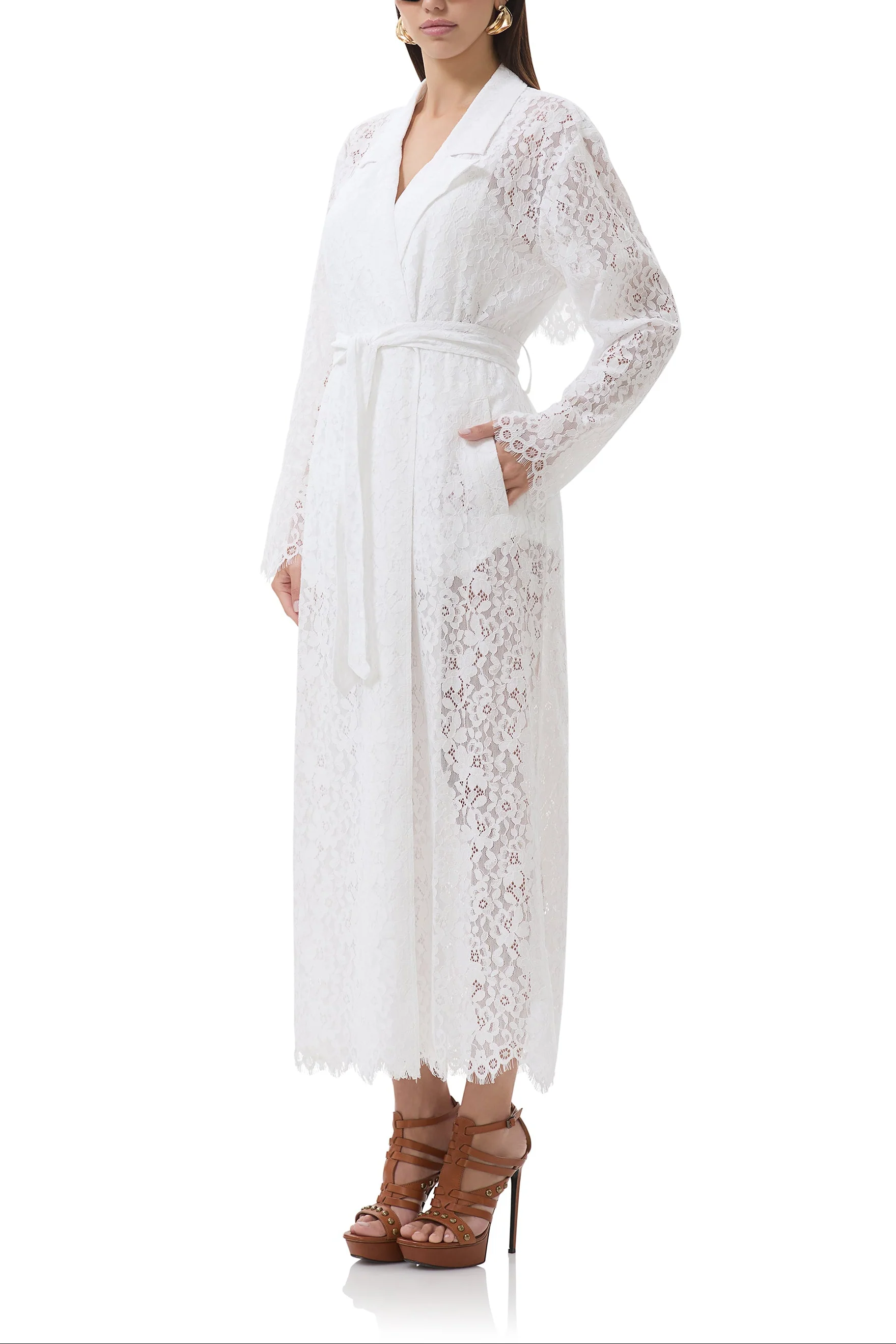Earhart Trench Coat - Bright White Lace - Image 5