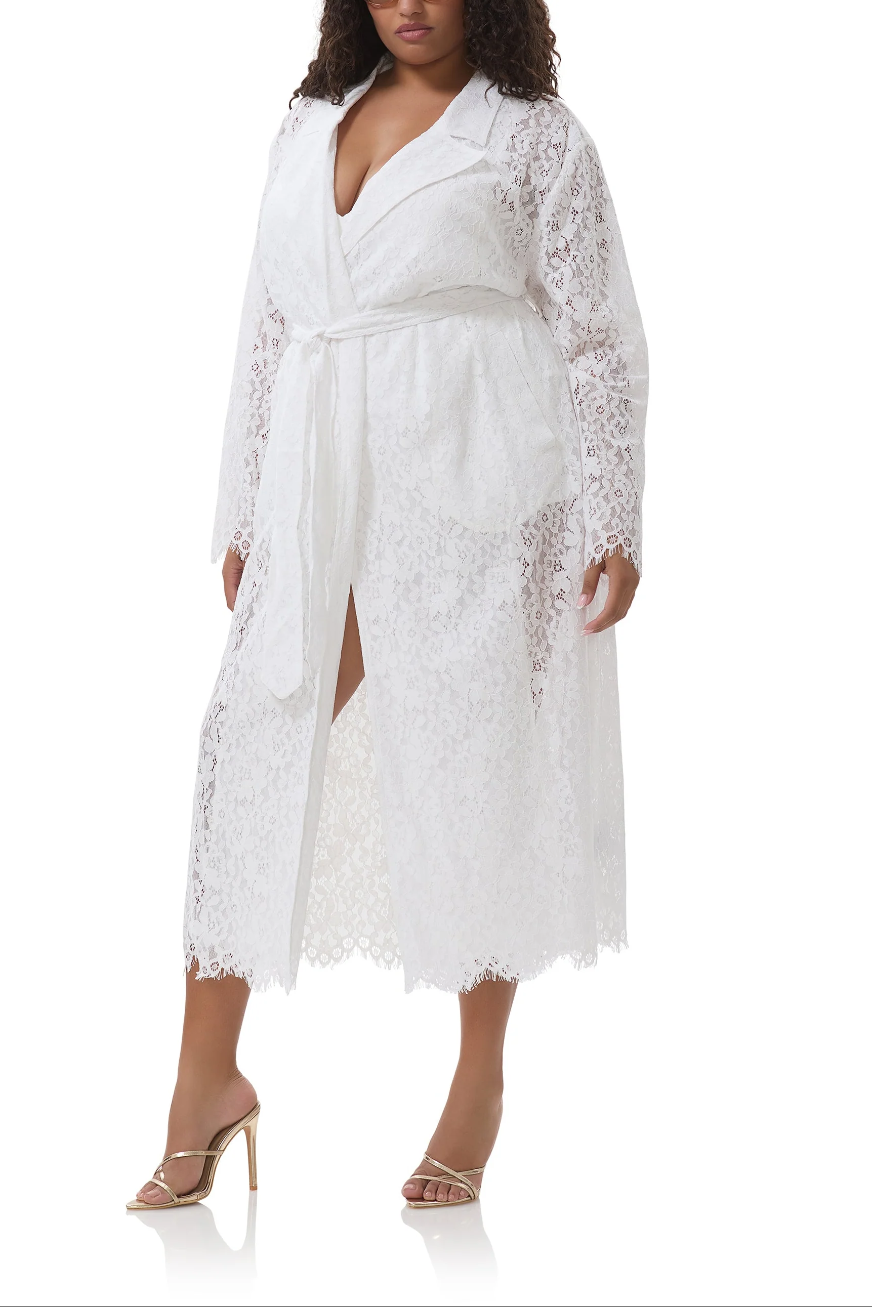 Earhart Trench Coat - Bright White Lace - Image 6