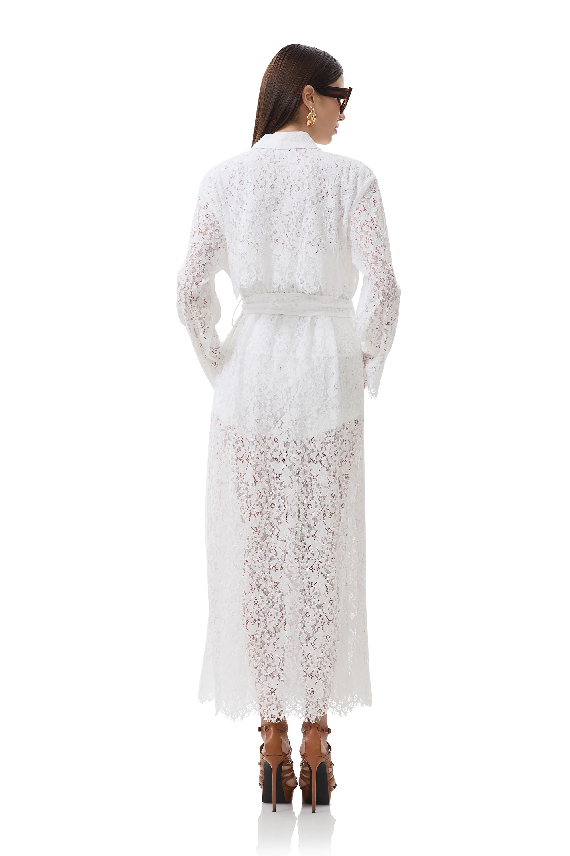 Earhart Trench Coat - Bright White Lace - Image 7