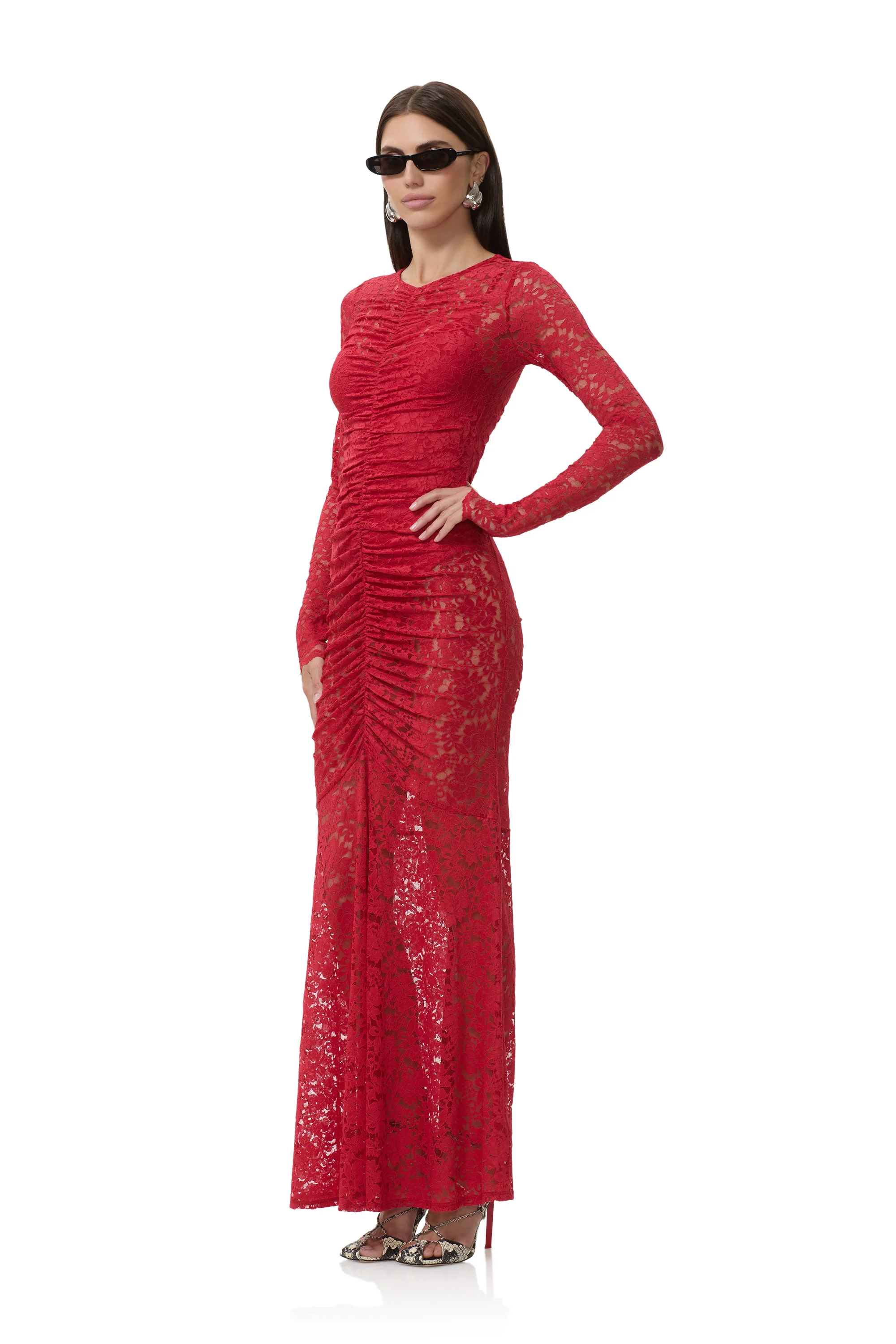 Jenima Lace Dress - Poppy Red - Image 3