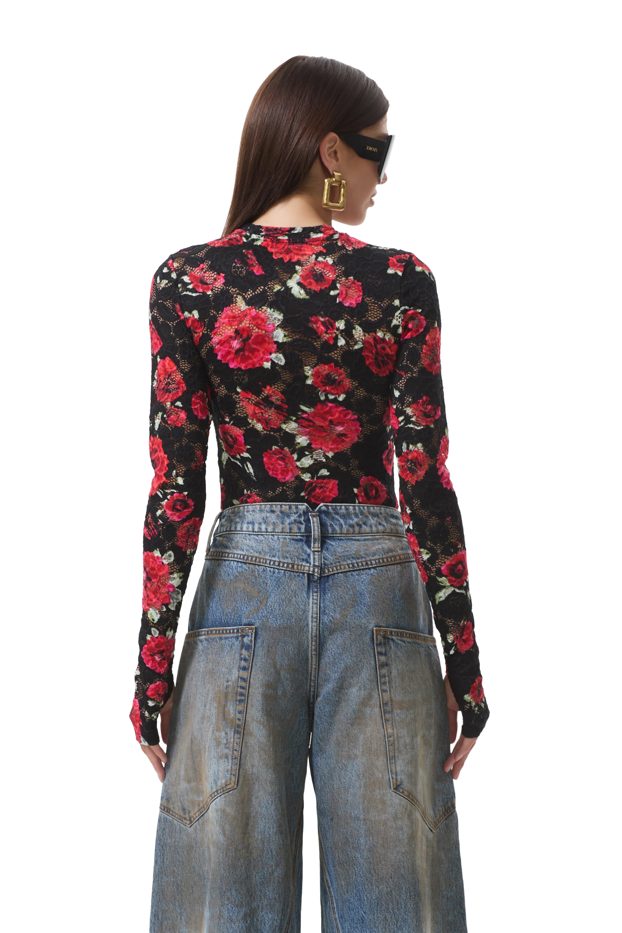 Kaylee Crochet Lace Top - Painted Roses - Image 4