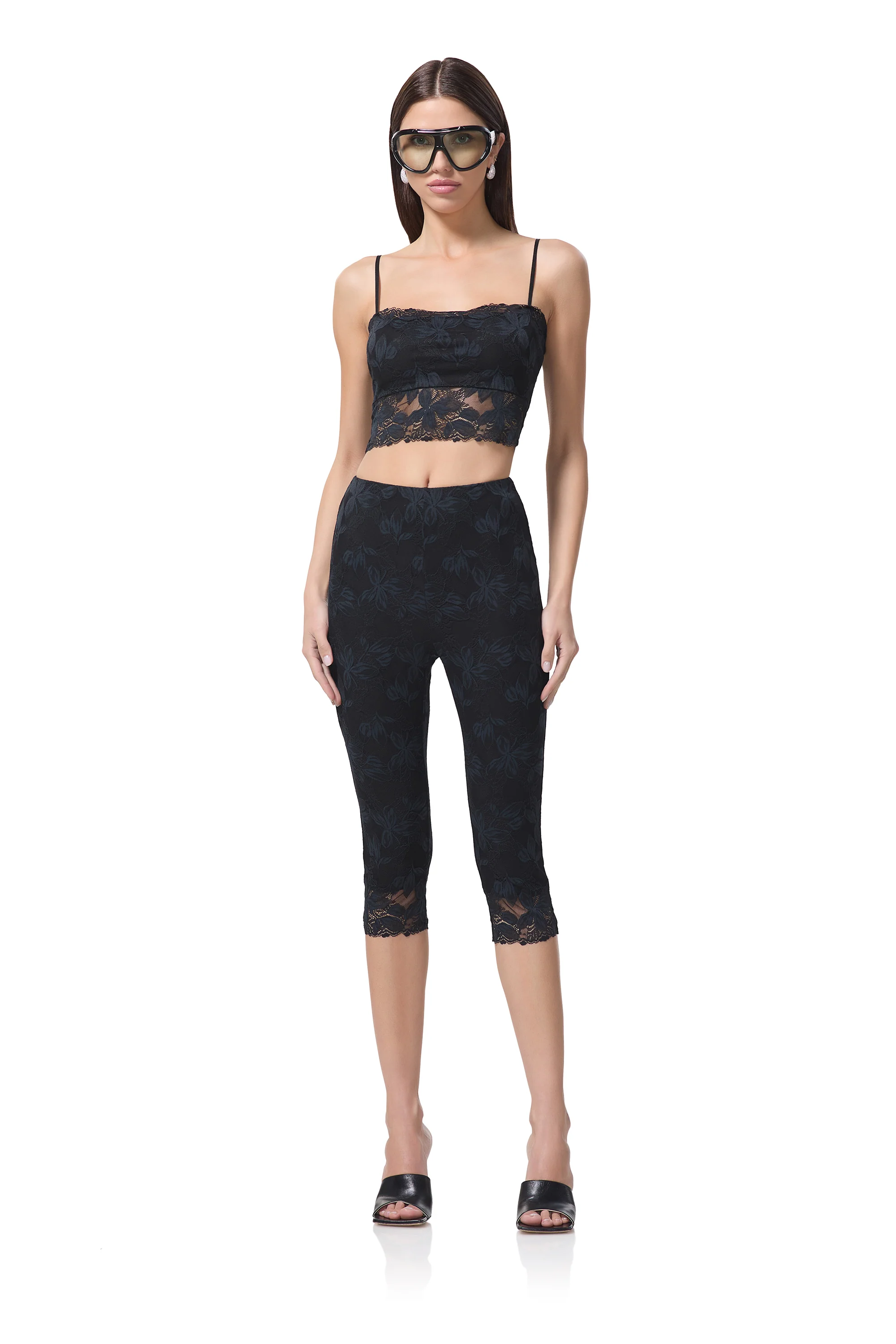 Mikeala Lace Capri Legging - Noir