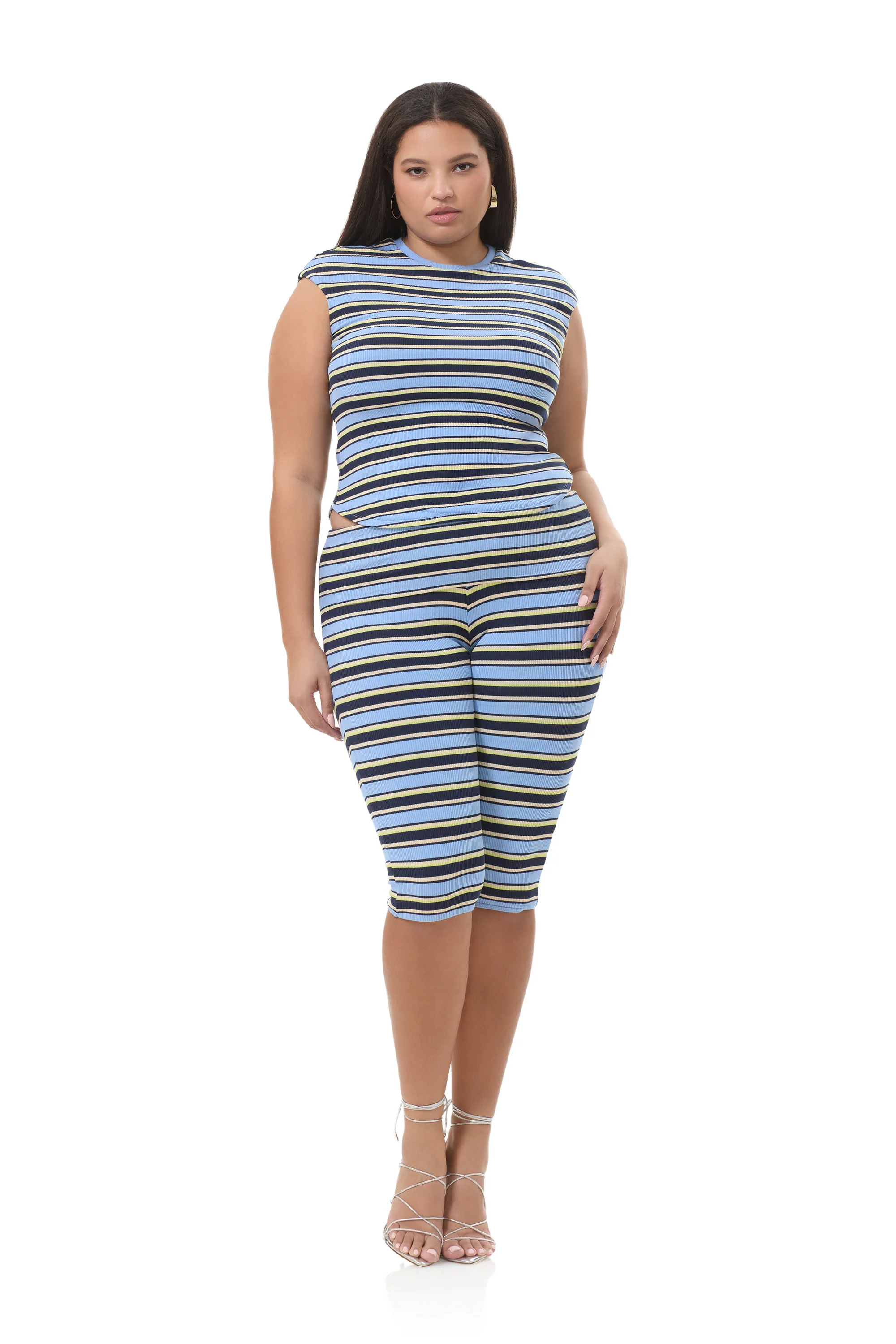 Silvia Capri Legging - Iris Stripe - Image 2